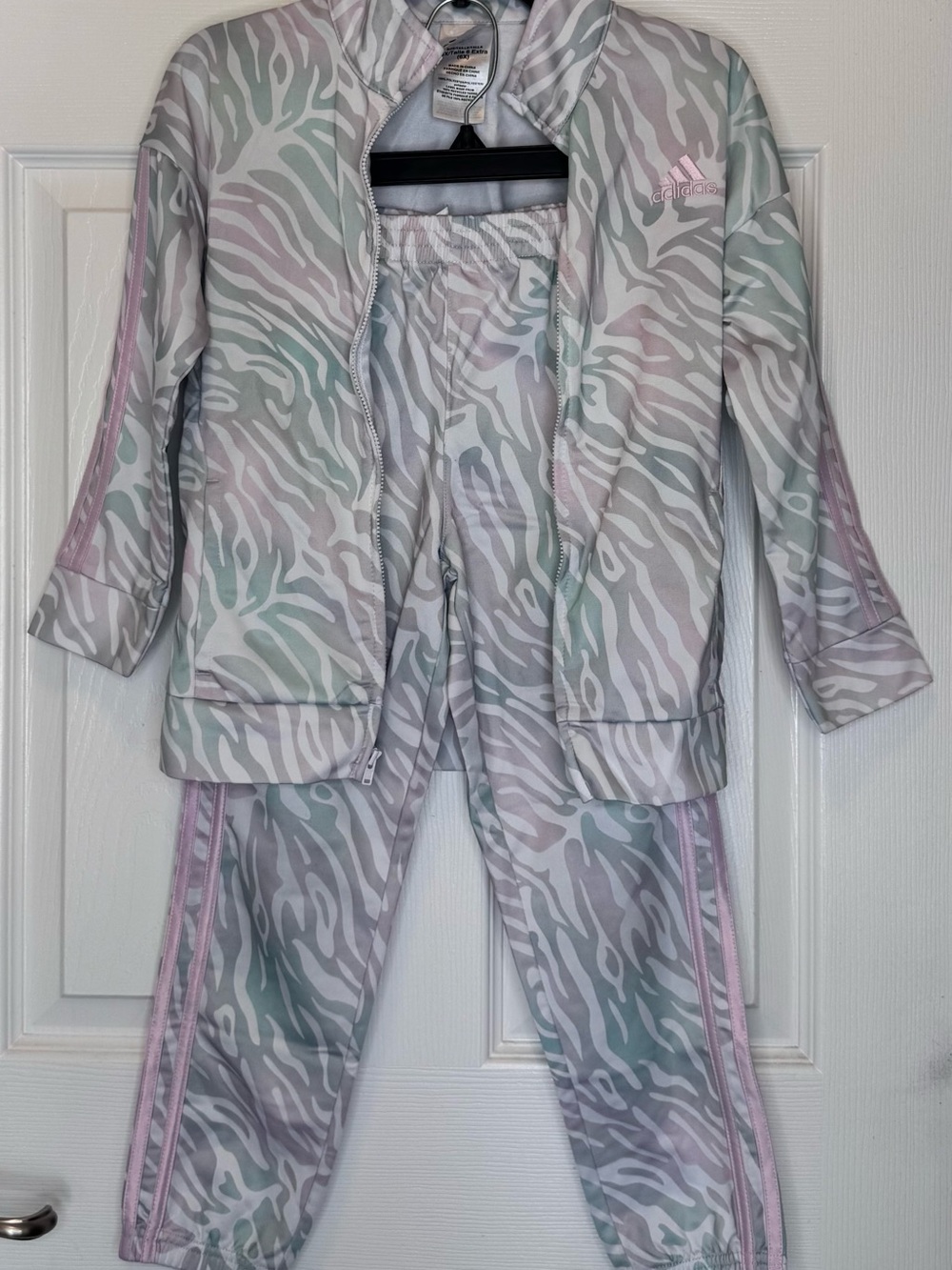 adidas Pastel Zebra Track Pajama Set - Mint, Pink, Gray